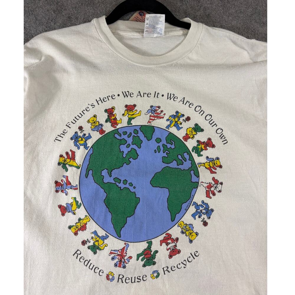 Vintage 90s Grateful Dead Reduce Reuse Recycle Shirt Men L White Summer Tour USA